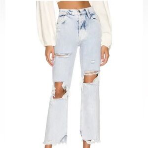 NWT We The Free People Tapered Baggy Boyfriend Jeans Distressed Purple Rock 29